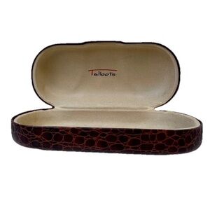 Talbots Eye & Sunglass Hard Case Large Leather Print Patterned Style With Logo